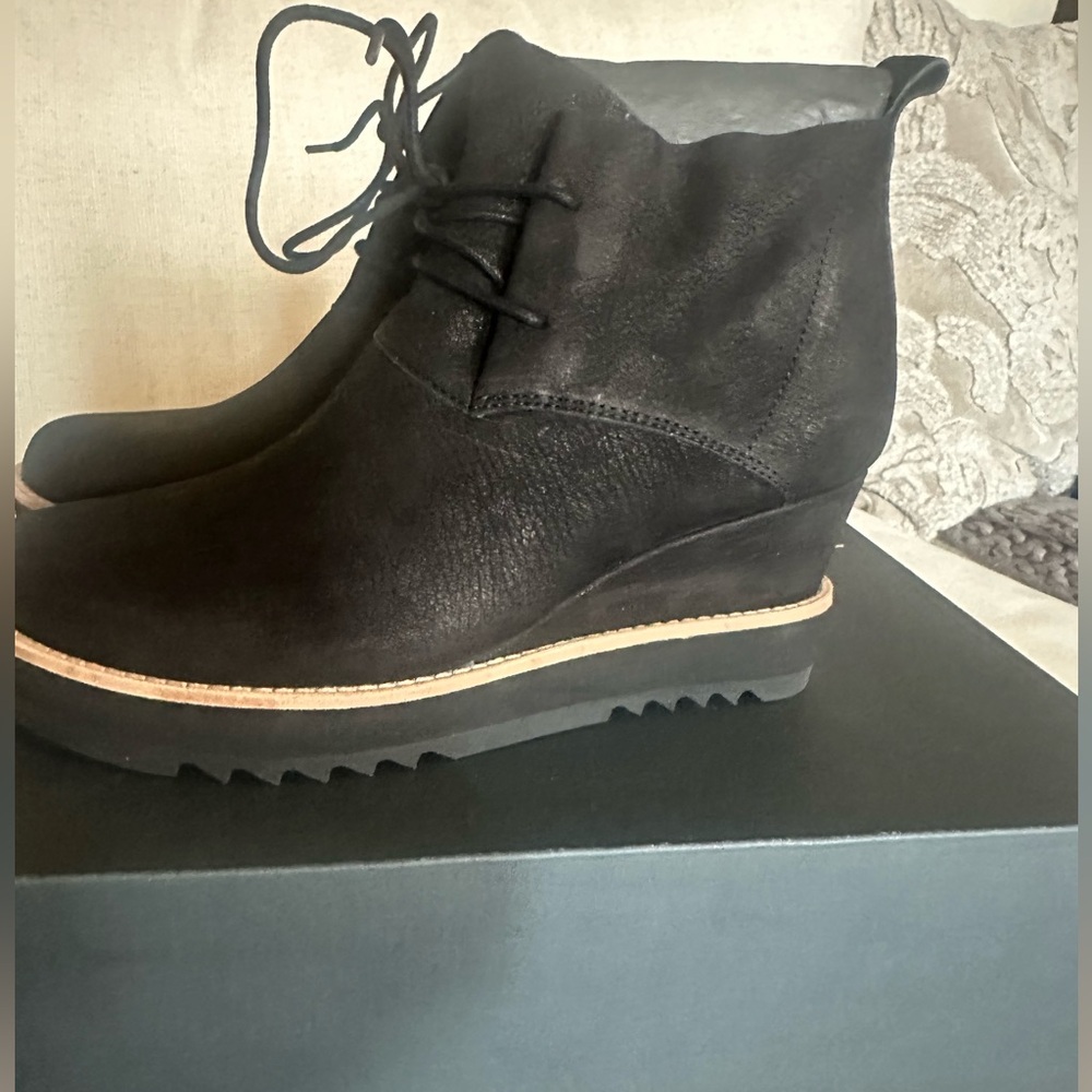 Eileen Fisher High Wedge Black Heeled Boots